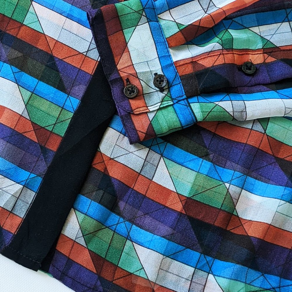 Rachel Roy Sheer Retro, Five-Block Pattern Top - image 4